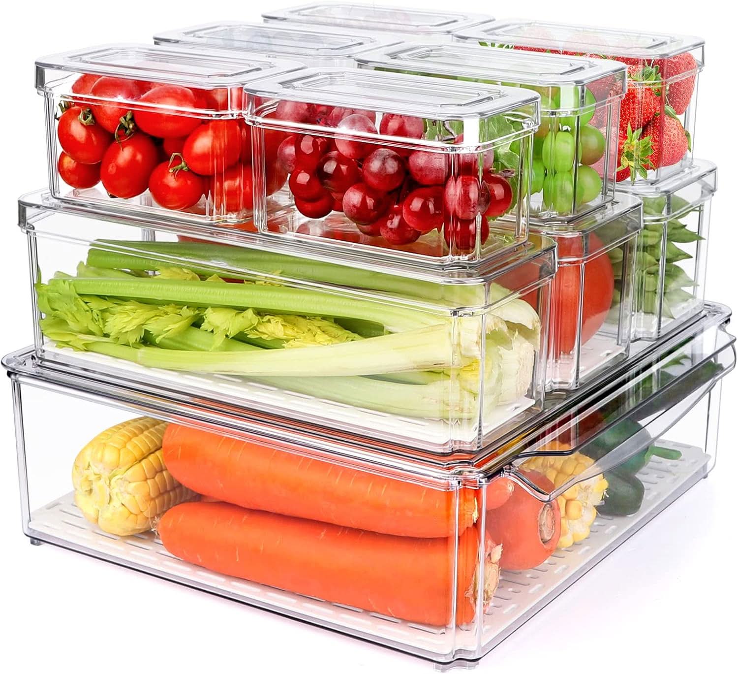 YKIOKE 10 Pack Refrigerator Pantry Organizer Bins